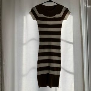 Great for Fall! Striped shirt-sleeved dress.
